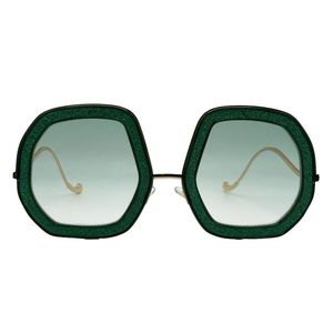 6177 | Green Large Ladies Sunglasses with Glitter Accent